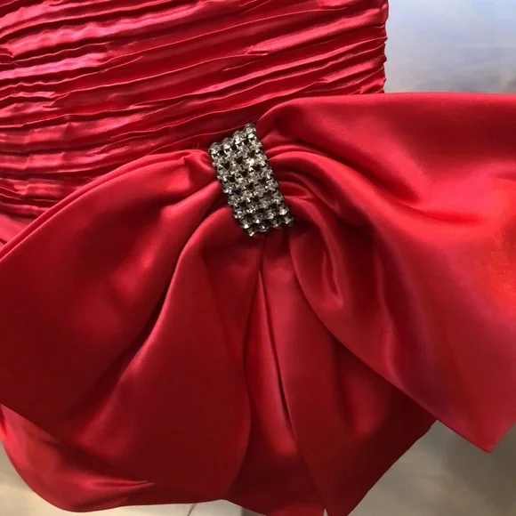 Vintage Lillie Rubin Couture Designer Red Pleated Satin Dress Women’s XS/S 2-4 - Picture 16 of 16